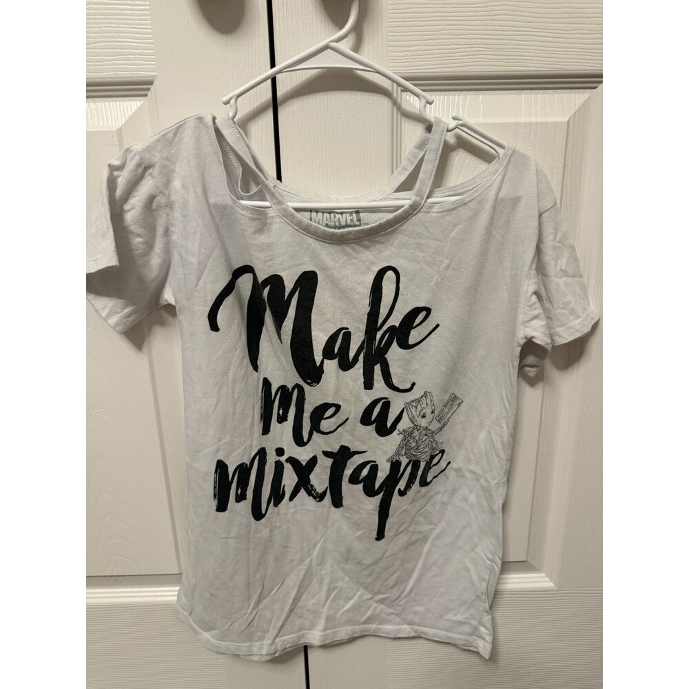Marvel Guardians Of The Galaxy Groot Make Me a Mix Tape white top XS